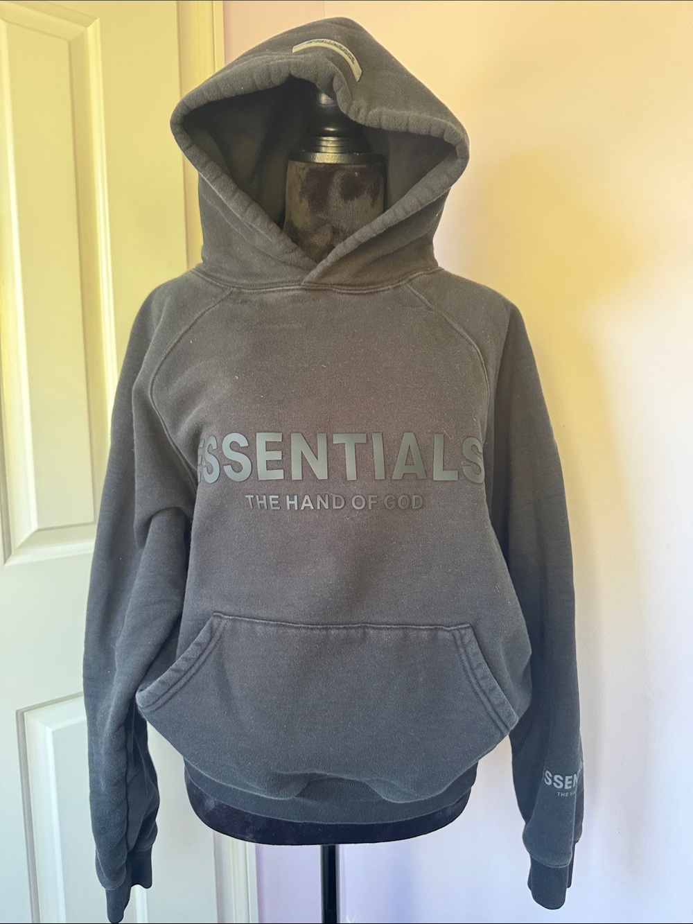 ESSENTIALS Men’s Charcoal Gray Logo Crewneck Hoodie